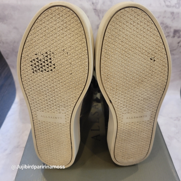 Silver metallic high top sneakers All Saints women sz 6 US (36) - Picture 4 of 6